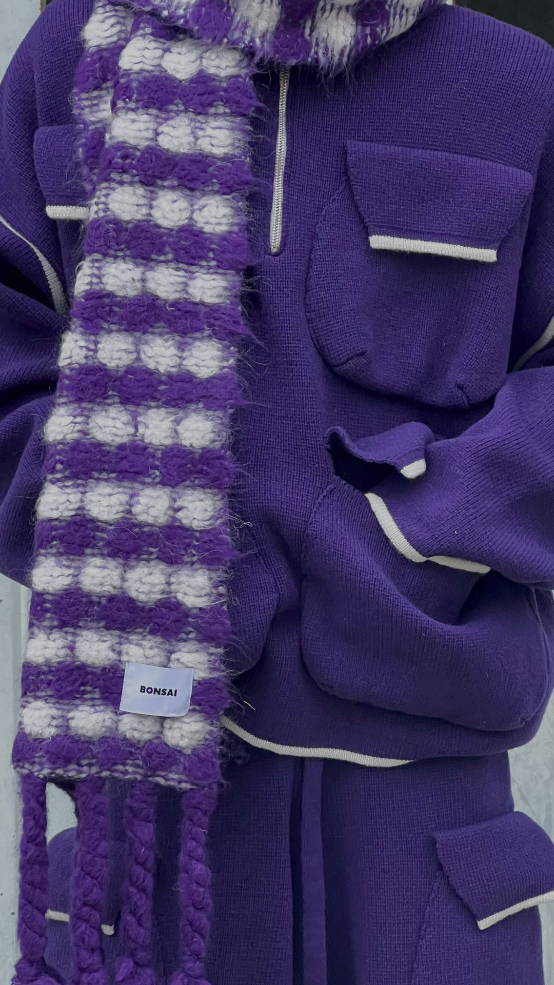 PURPLE HALFZIP SWEATER