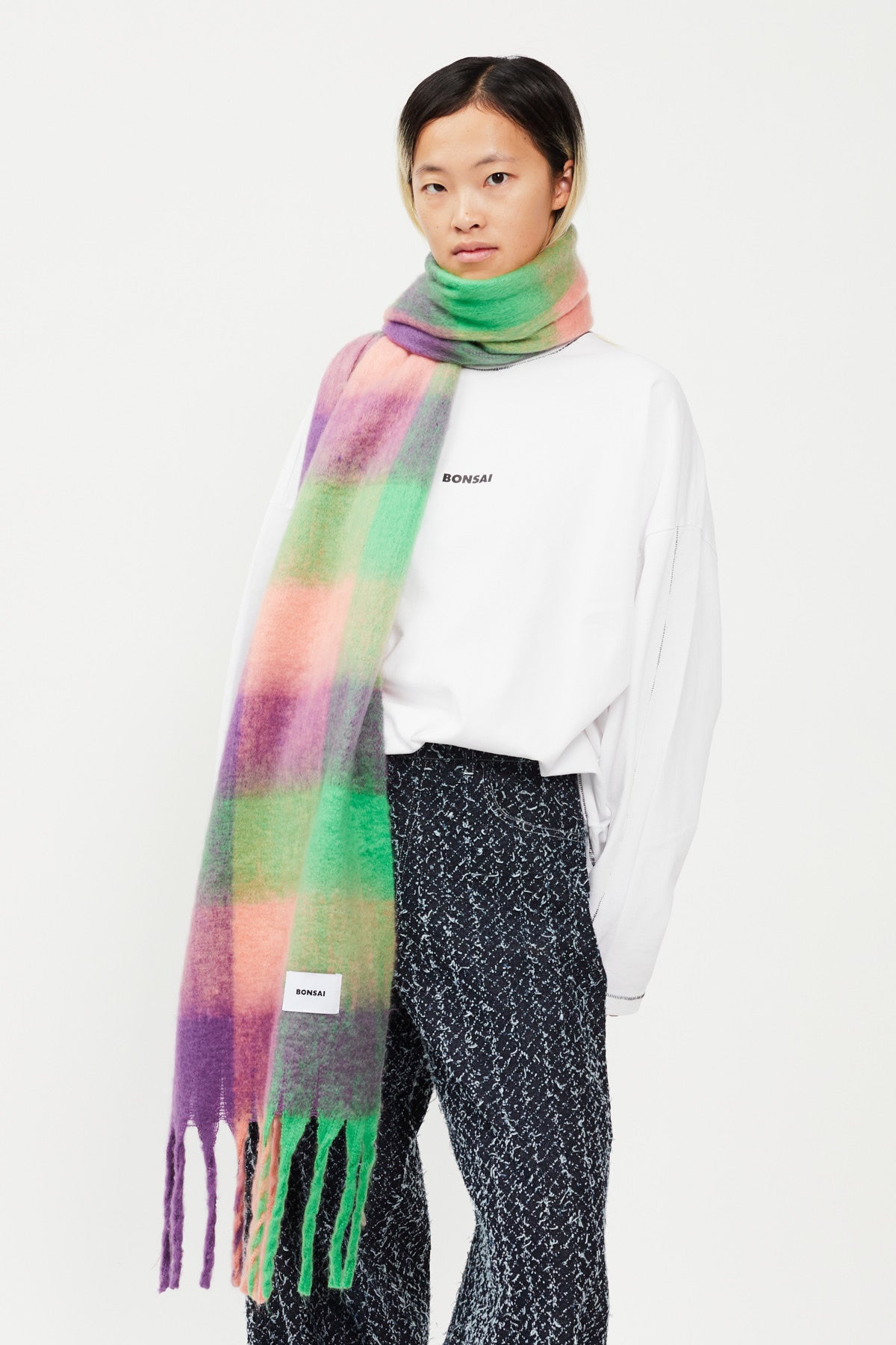 CHECK KNIT SCARF