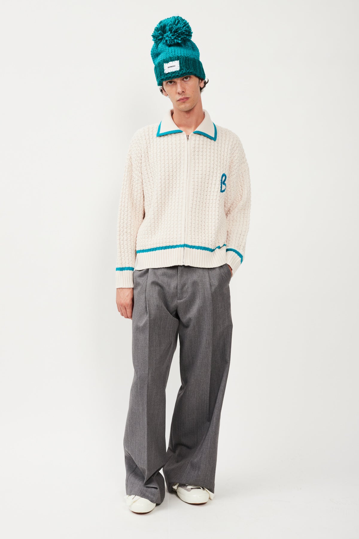 EMBROIDERY KNIT FULL  ZIP JACKET