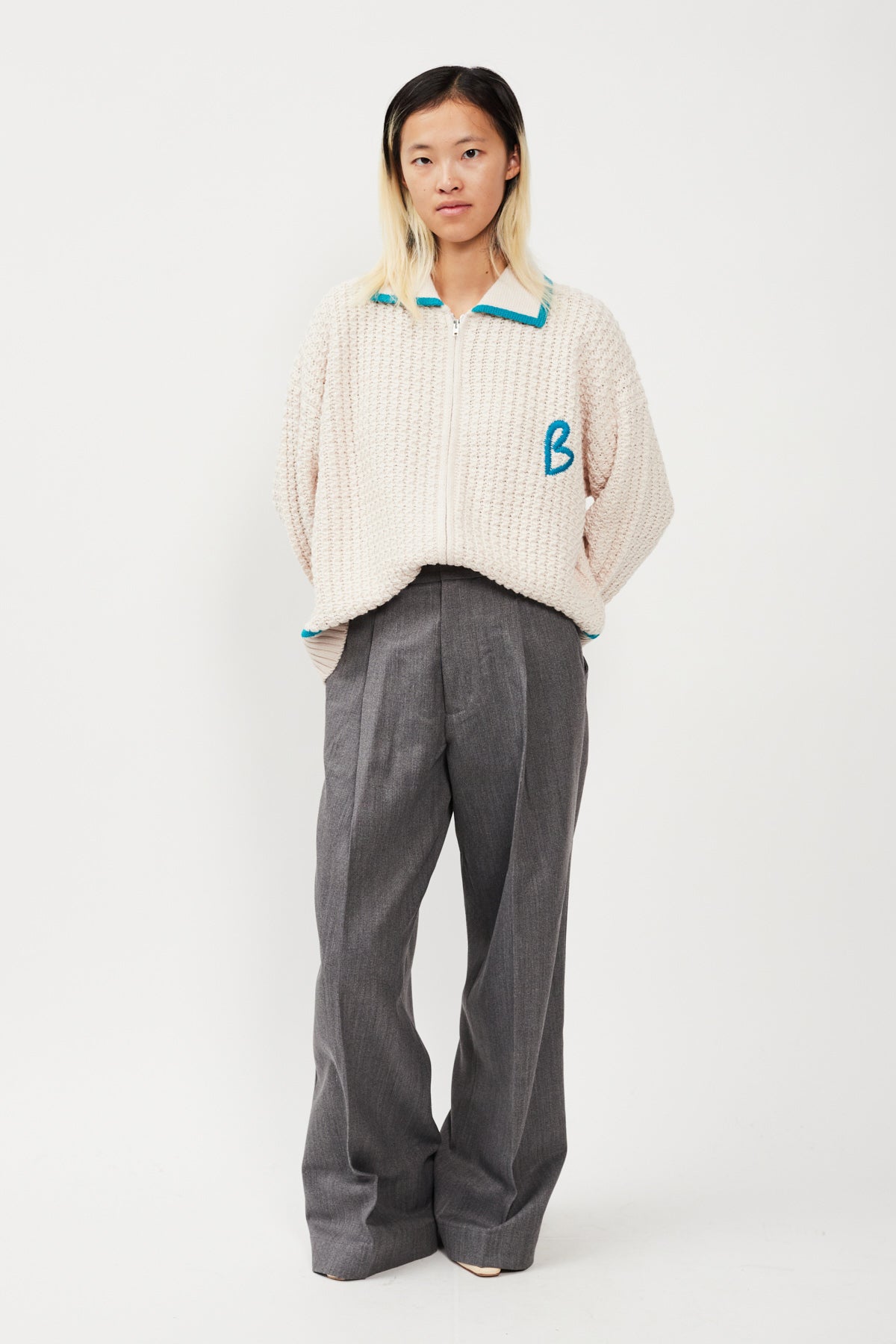 EMBROIDERY KNIT FULL  ZIP JACKET