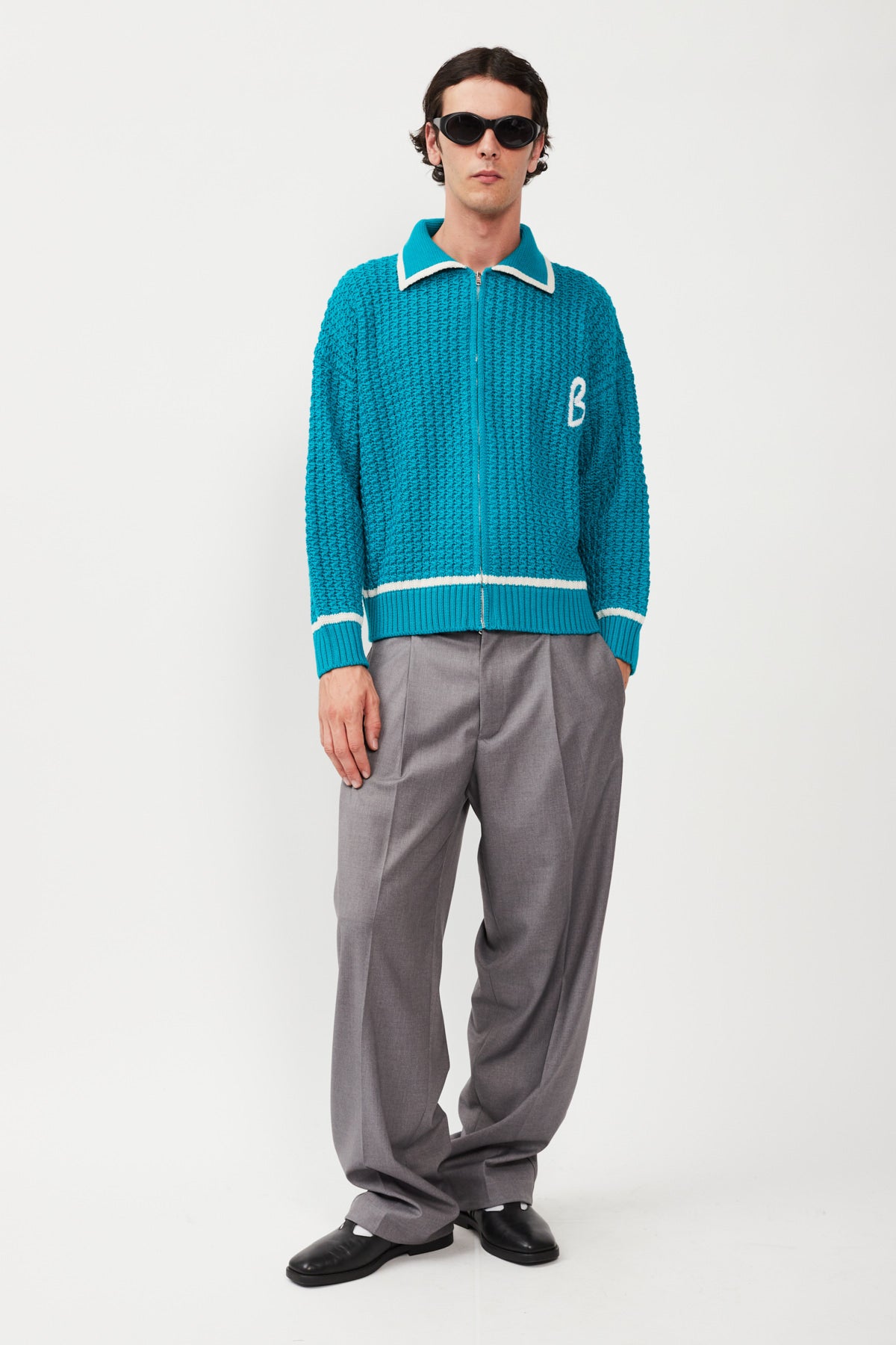 EMBROIDERY KNIT FULL  ZIP JACKET