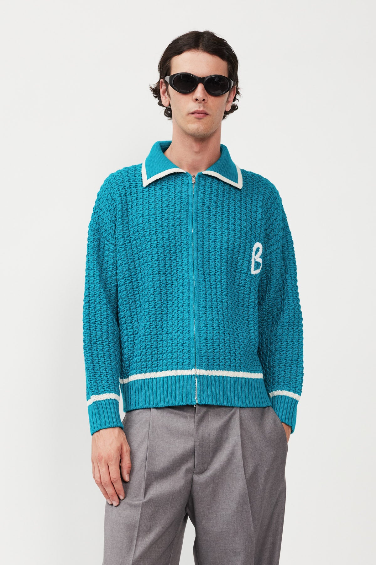 EMBROIDERY KNIT FULL  ZIP JACKET