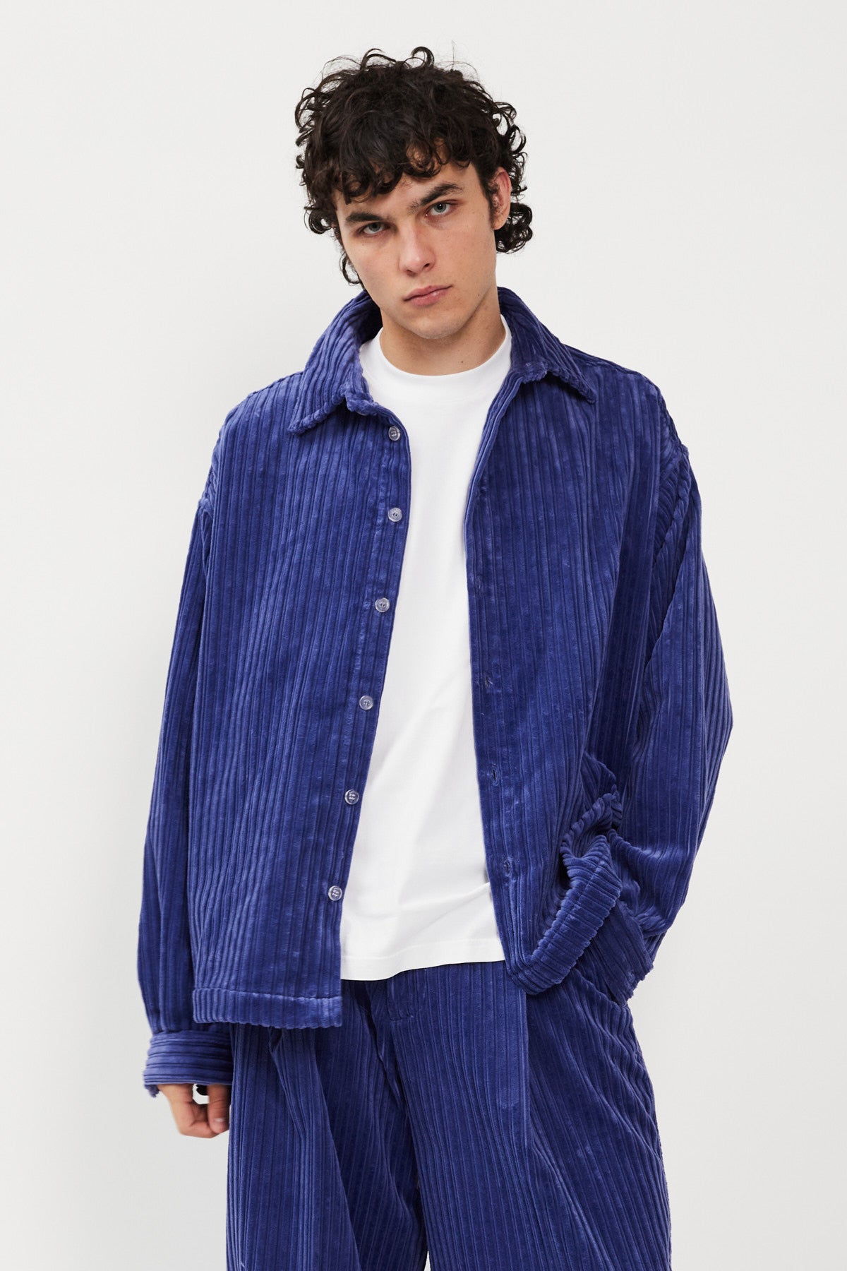 UPCYCLE VELVET BUTTON DOWN SHIRT