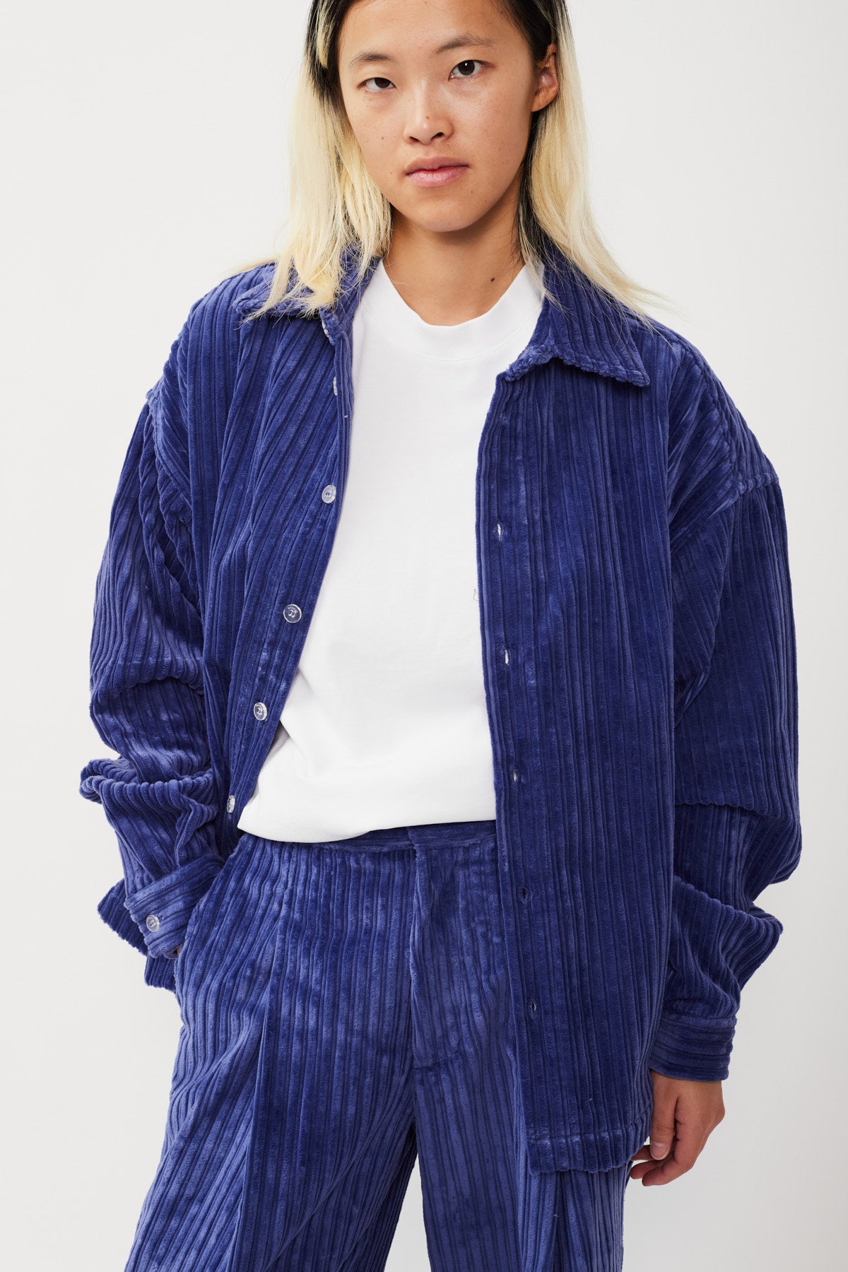 UPCYCLE VELVET BUTTON DOWN SHIRT