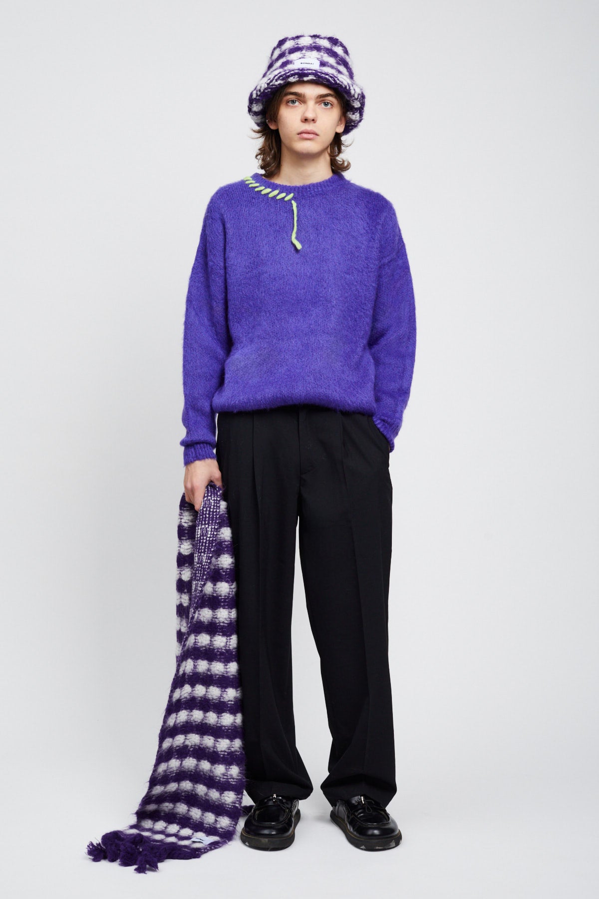 PURPLE MOHAIR CREWNECK SWEATER