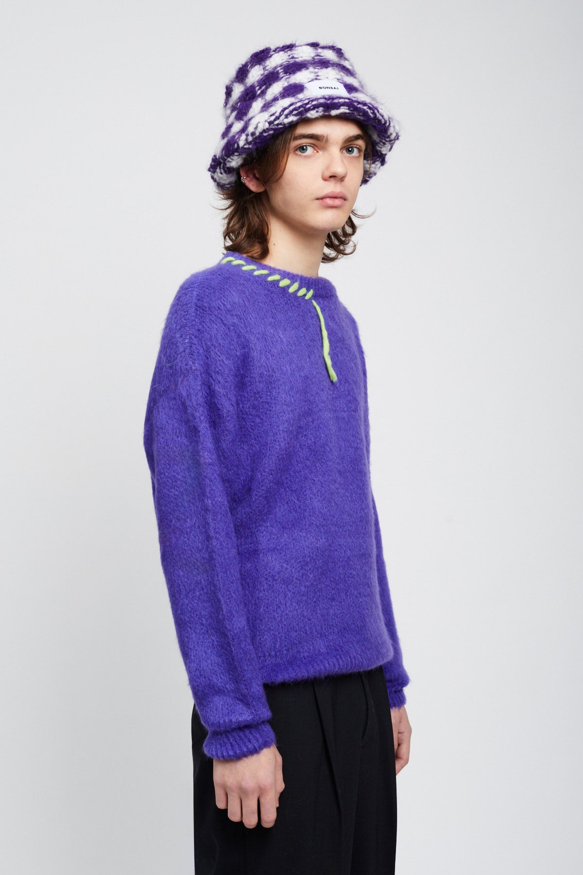 PURPLE MOHAIR CREWNECK SWEATER