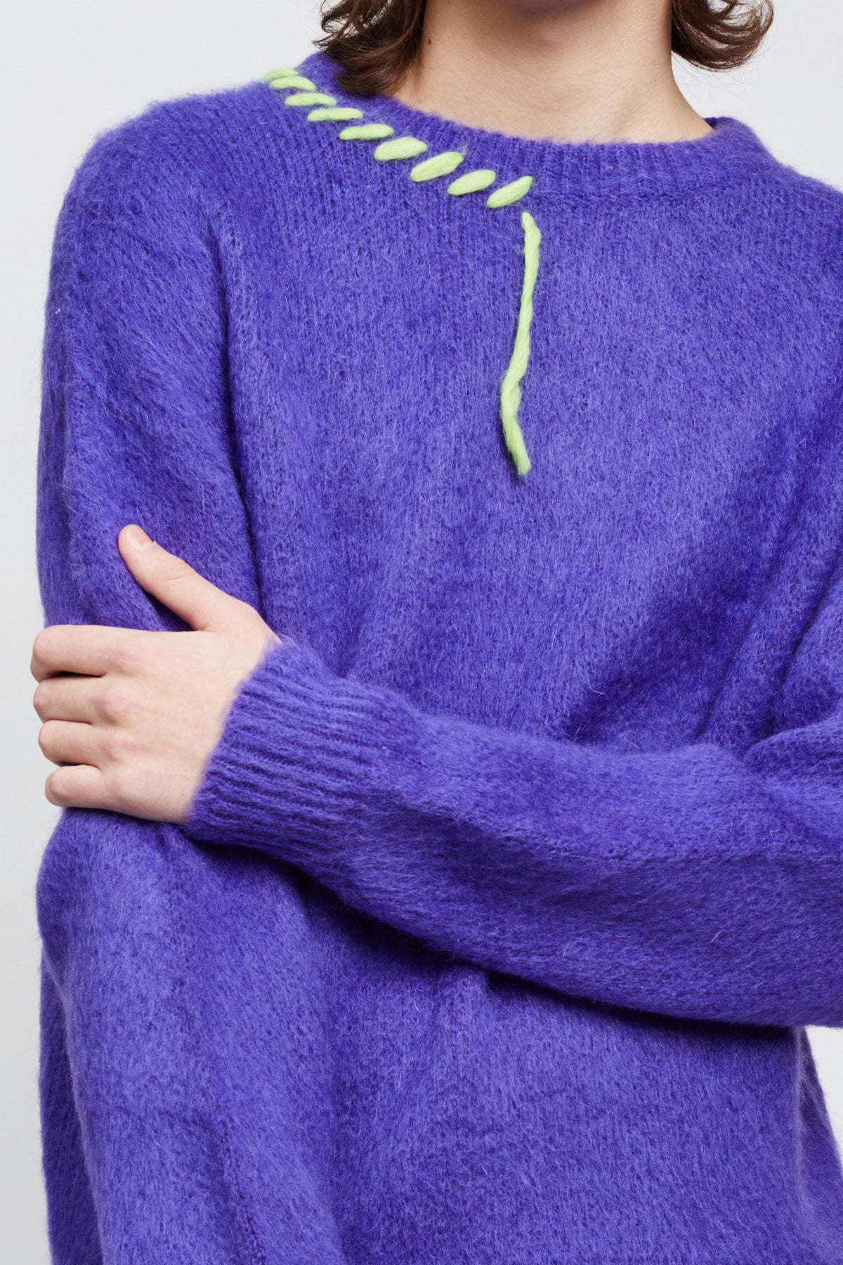 PURPLE MOHAIR CREWNECK SWEATER