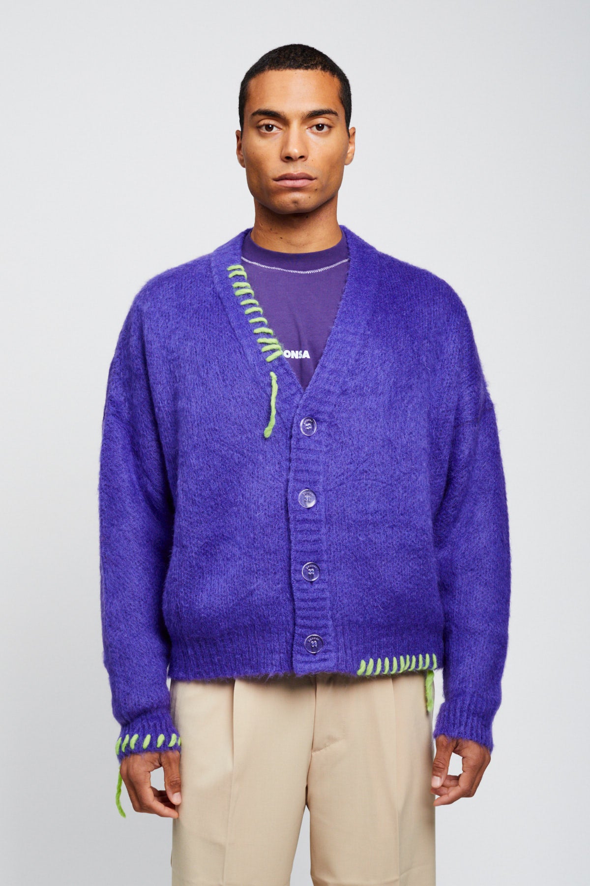 PURPLE MOHAIR CARDIGAN SWEATER