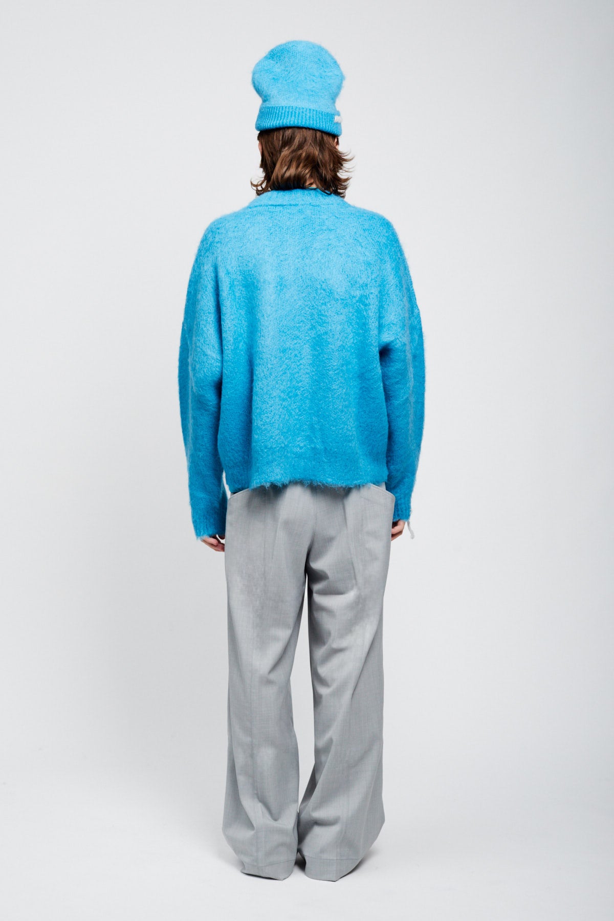 AZURE MOHAIR CARDIGAN SWEATER