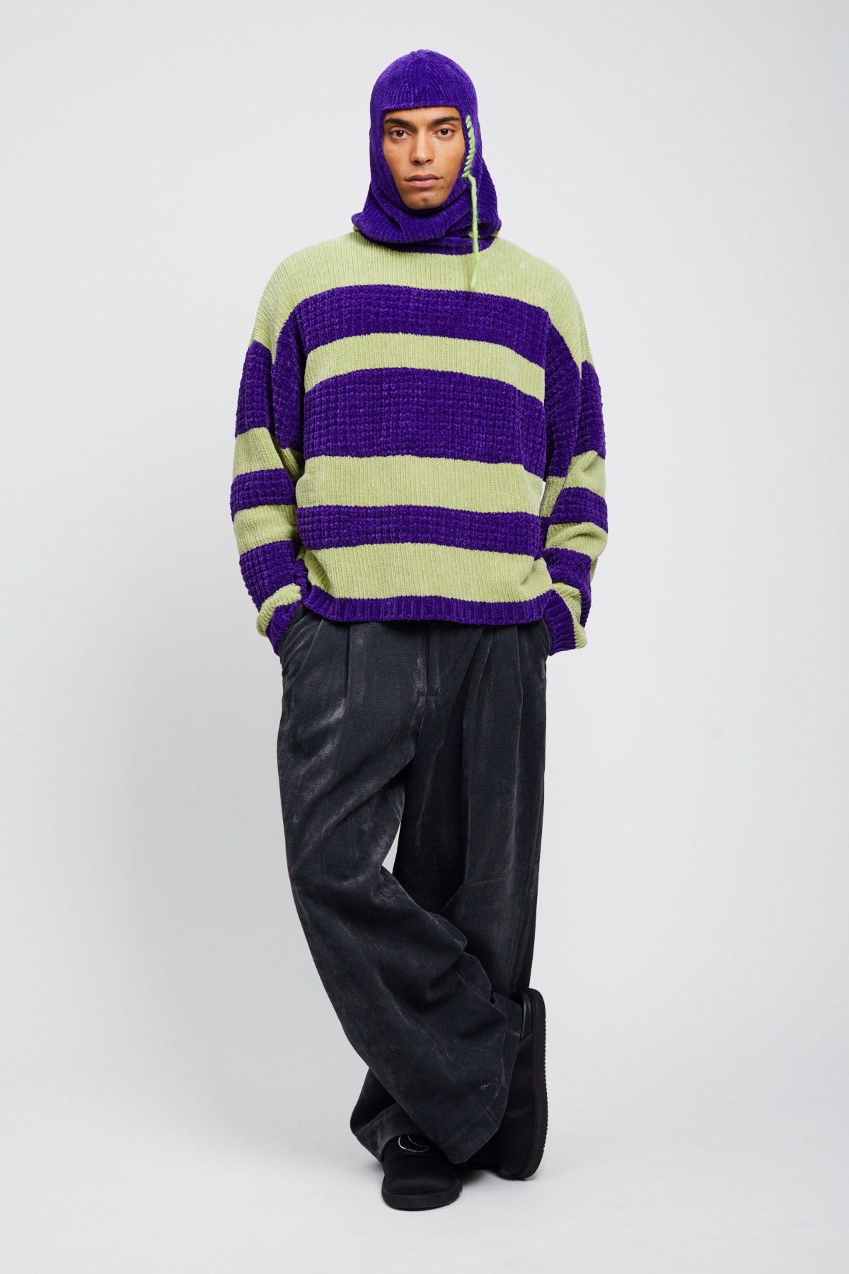 STRIPES CHENILLE CREWNECK SWEATER