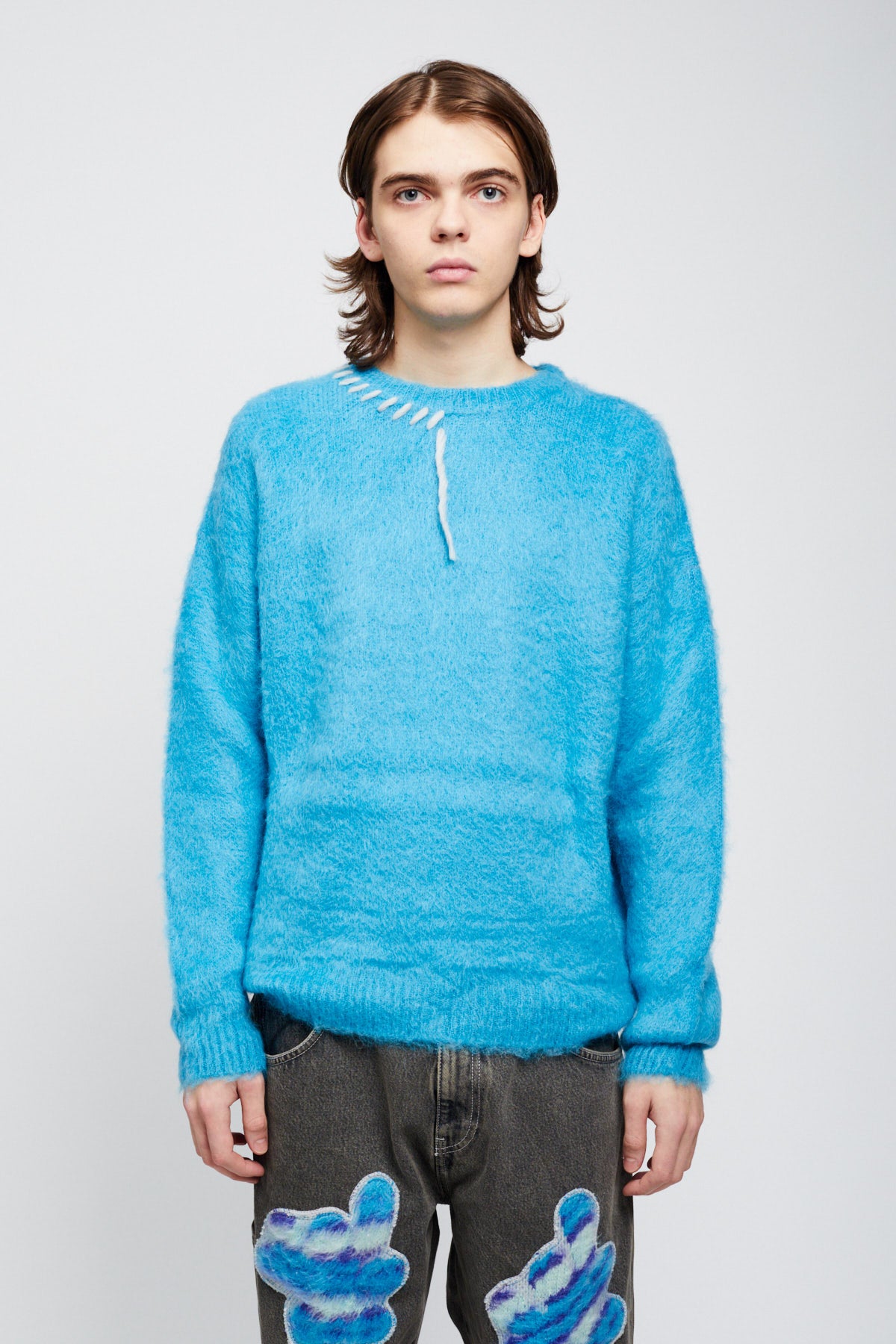 AZURE MOHAIR CREWNECK SWEATER