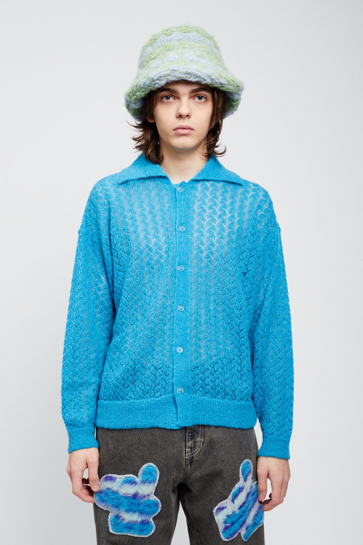 AZURE KEYHOLE KNIT SHIRT