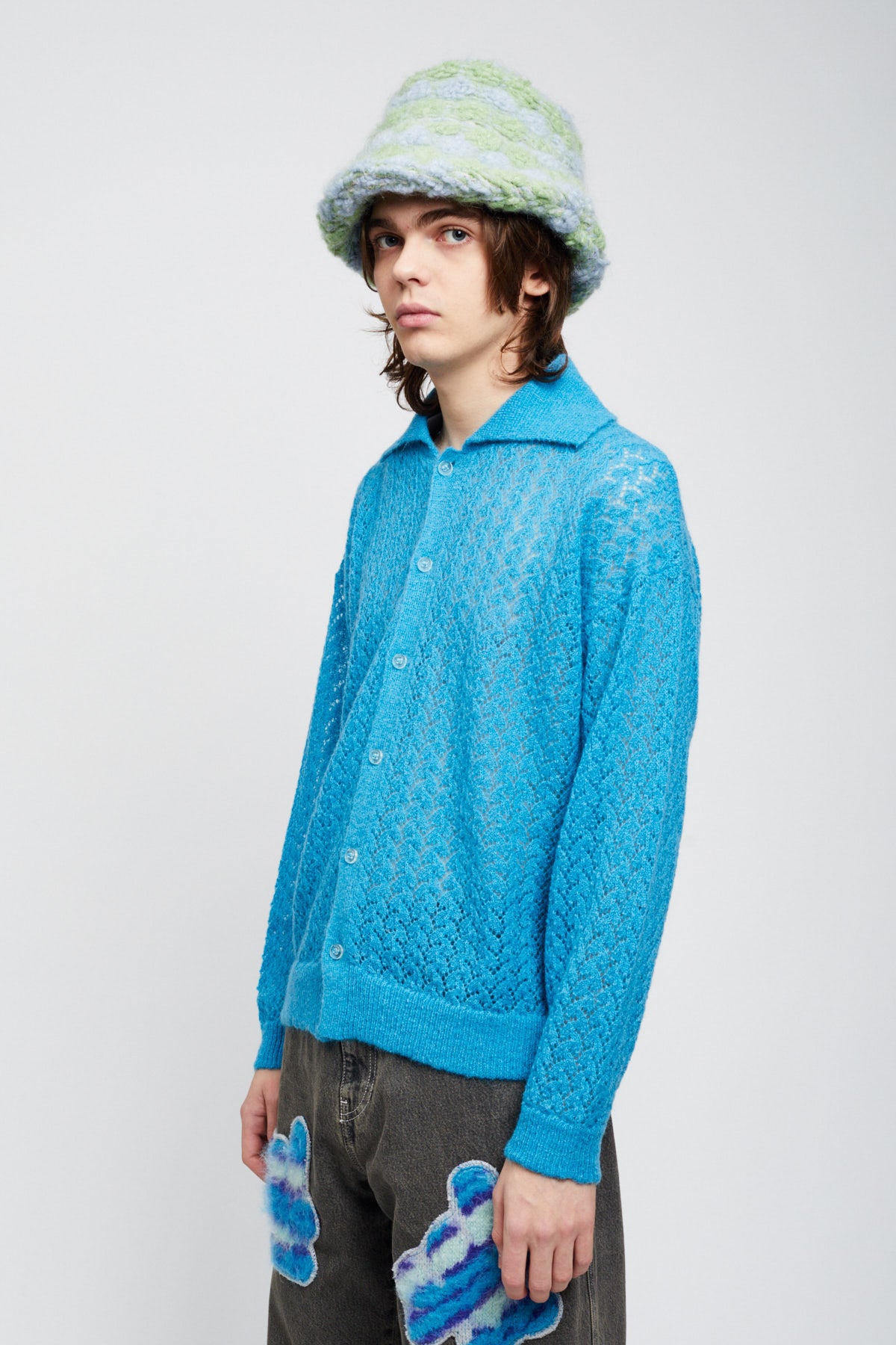 AZURE KEYHOLE KNIT SHIRT