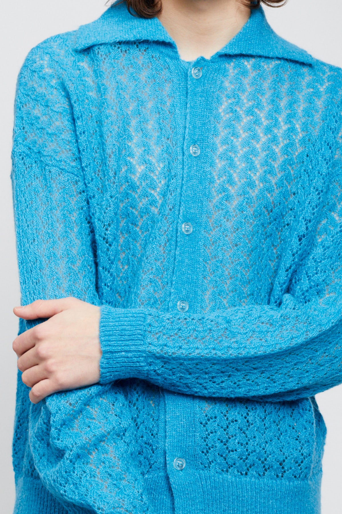 AZURE KEYHOLE KNIT SHIRT