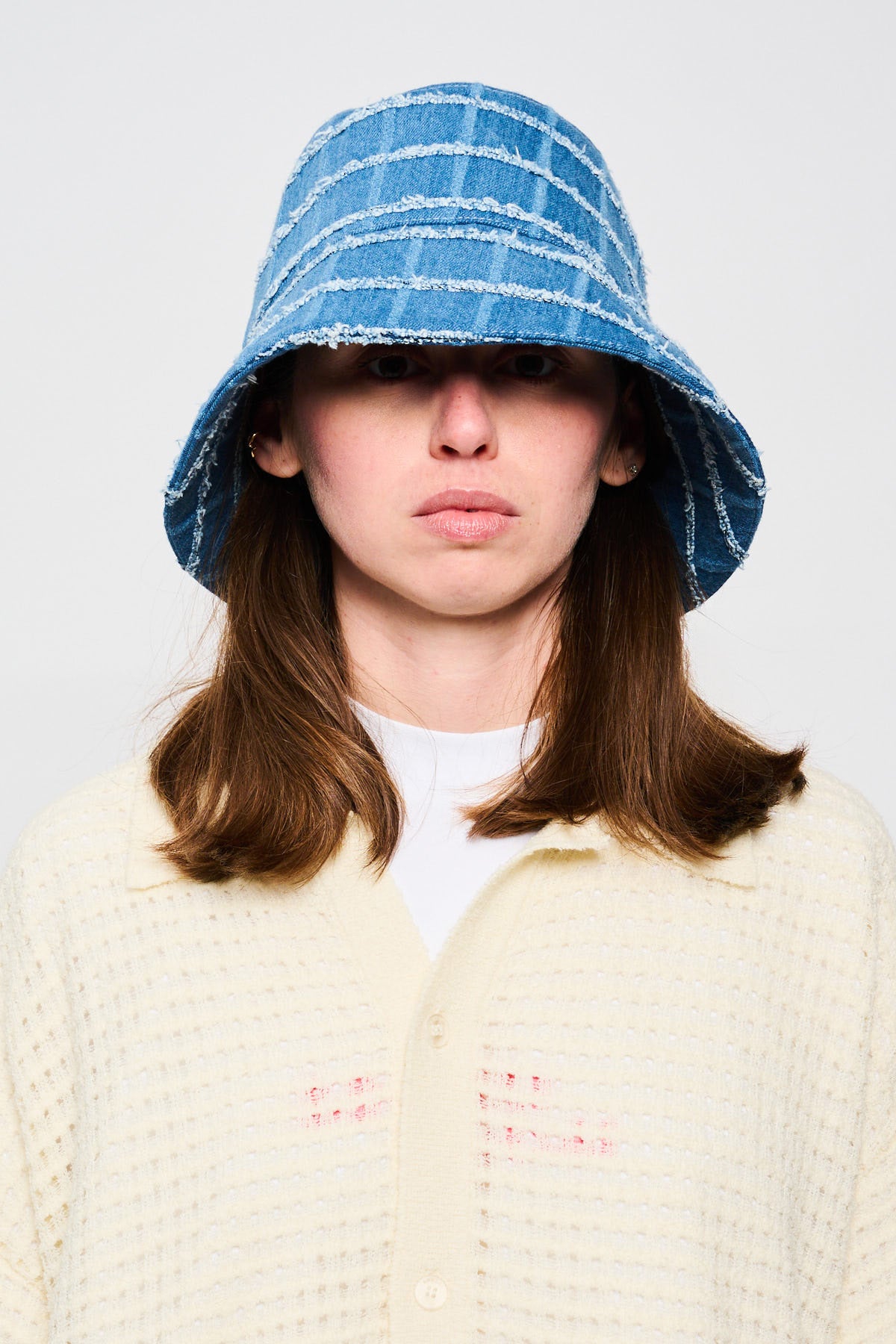CHECK DENIM BUCKET HAT