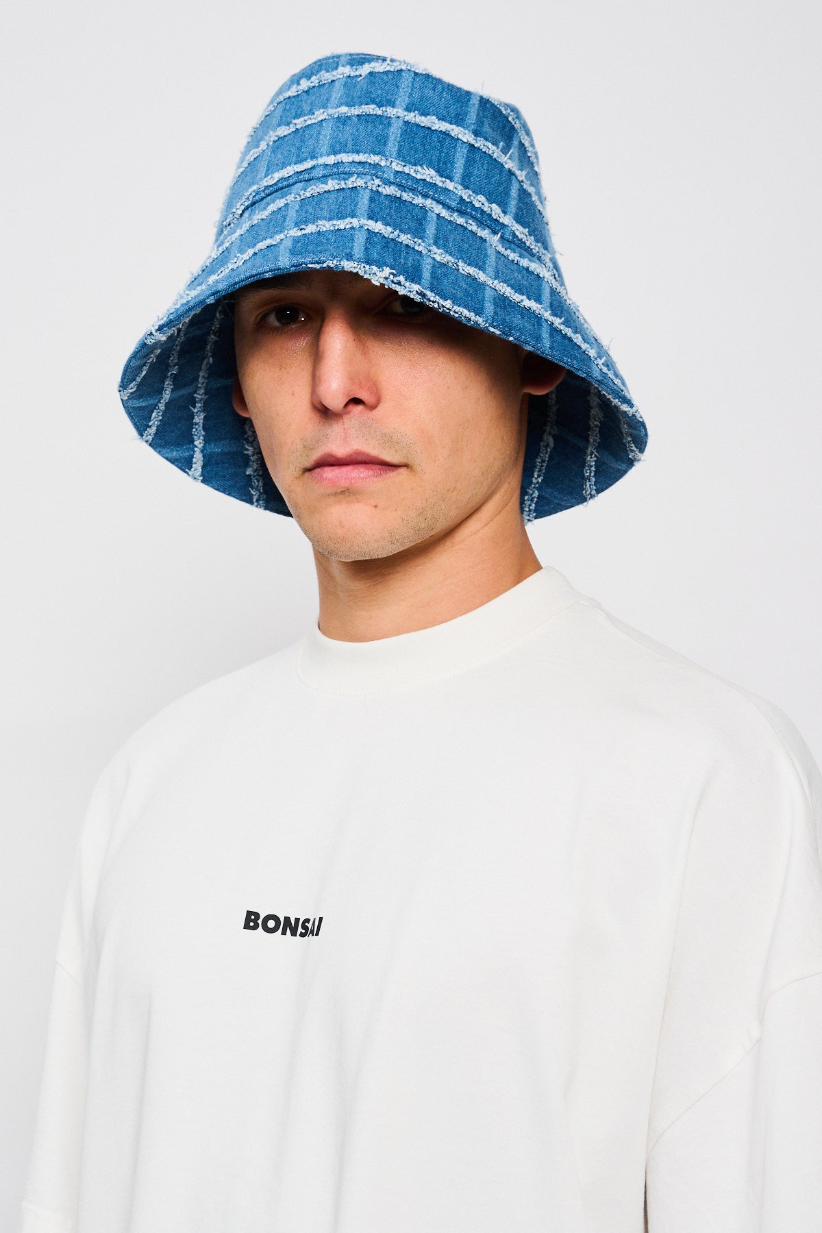 CHECK DENIM BUCKET HAT
