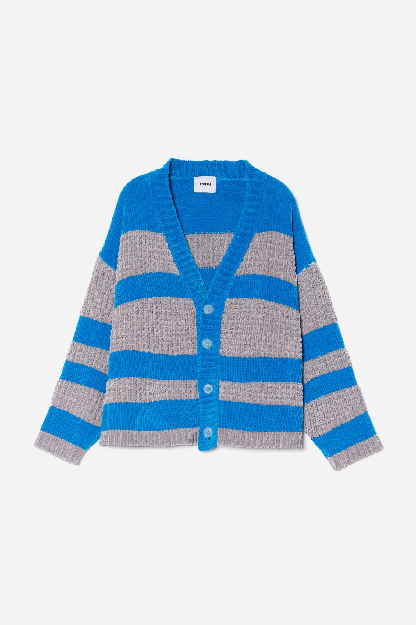 STRIPES CHENILLE CARDIGAN SWEATER