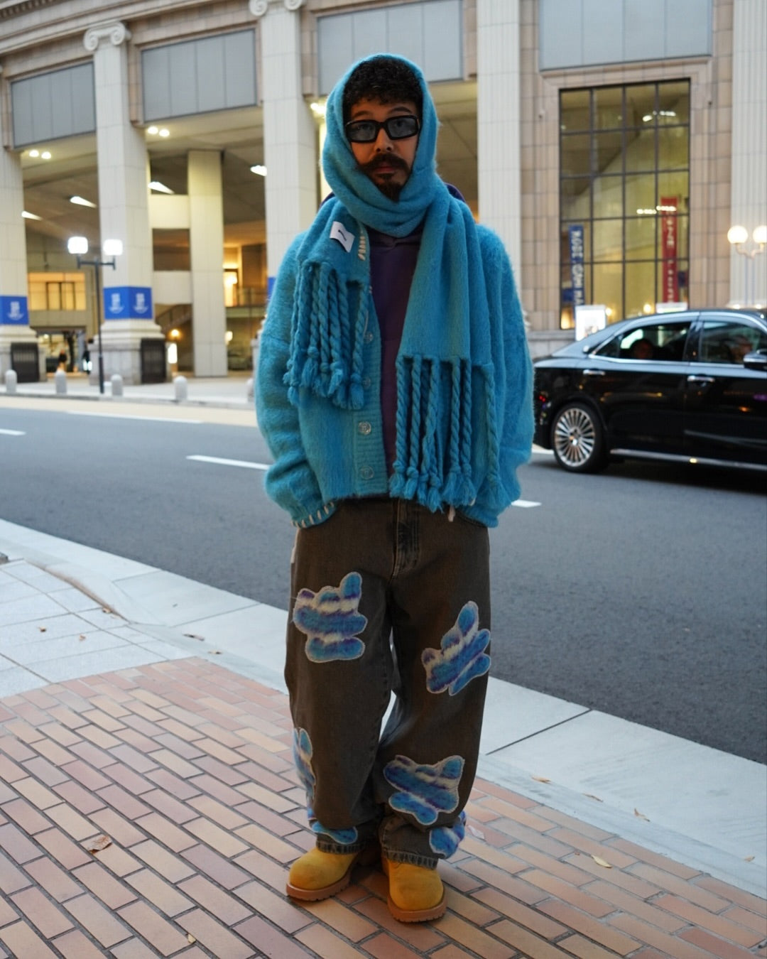 AZURE MOHAIR CARDIGAN SWEATER